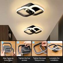 1pc Square Pendant Light, 3000-6000K Dimmable Metal Pendant Lamp, Suitable For Kitchen, Attic, Corridor, Balcony, Staircase, Bedroom And Other Spaces - Three Colors Of Light - View 9