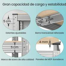 SONGMICS Juego de 2 Estanterías Pesadas de 5 Niveles, Estantería de Acero, Montaje sin Tornillos, Instrumentos, Garaje, Almacén, Trastero, Carga de 875 kg, 40 x 90 x 180 cm, Plata - Plateado - Ver 5