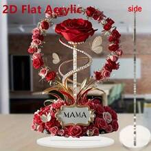 1 cái 2D Acrylic hoa hồng đỏ bướm "MAMA" trang trí để bàn, thích hợp để trang trí để bàn nhà cửa, Ngày của Mẹ, quà tặng sinh nhật cho Mẹ - Nhiều màu - Xem 6