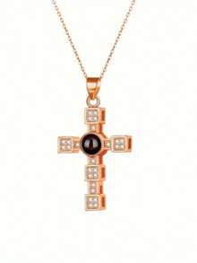 Customized Cross Photo Necklace, Personalized Cross Projection Necklace With Photo Inside, Memorial Gift, Mother's Necklace, Grandparent Gift