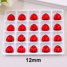 Glass Crystal, Red Color, Shapes, 20Pcs/1pack, Shiny Handmade Sewing Crystal Hand Sewn Rhinestone Decoration Beads Flat Back With Holes Gems DIY Accessories Sew On Stones Strass For Decorating Clothes, Dress, Bags, Shoes, Brooches, Earrings, Handicrafts - Multicolor - View 11