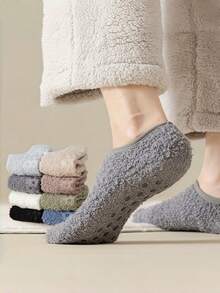 4 Pacotes de Meias de Inverno Quentes para Homens, Meias de Pelúcia de Coral Reforçadas, Antiderrapantes e Elásticas com Bolsos, Chinelos Internos de Cor Sólida Macios, Confortáveis e Duráveis, Quentes e Ajustados para Clima Frio, Meias Aconchegantes - Multicolorido - Visão 9