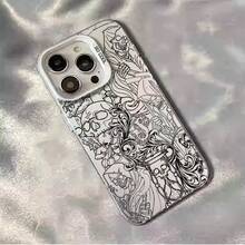 Fundas de teléfono Amén Santa Muerte Skeleton IMD Laser para iPhone 16 15 14 13 12 Pro Plus Max alta calidad duraderas TPU PET PC Color rosa protección completa Día de la independencia de los muertos México - Plateado - Ver 3