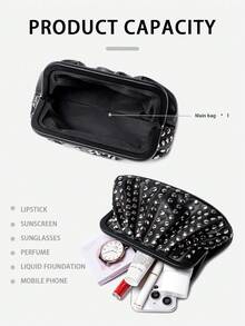 New Fashionable Versatile Simple Rivet Banquet Bag Niche Design High-End Retro Punk Style Popular Design Commuting Shopping Ladies Black, Halloween Purse Perfect For Fancy Party Halloween Fashion & Gothic Fashion - màu đen - Xem 9