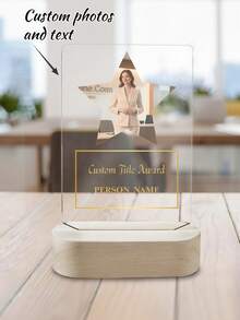 [2D Acrylic Award Plaque] - 8 Styles Available, Customizable Text, Name And Photo - With Wooden Base, Suitable For Employee Recognition, Retirement And Other Occasions - Customized Award For Employees, Colleagues And Friends - Multicolor - View 18