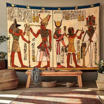 1pc Ancient Egyptian Wall Tapestry Decorative Wall Hanging Fabric For Living Room And Bedroom Aesthetics Unique Background Fabric For Ceiling Or Interior Decor
