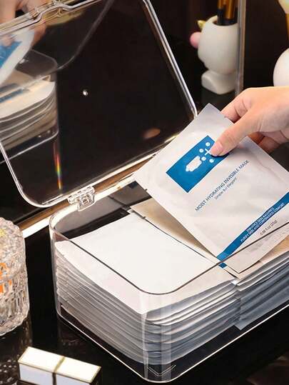 1pc Square Lidded Storage Box, PET Material Stationery Organizer With Transparent Design, Multi-Use Desktop Organizer For Pens, Markers, School Supplies, Office Desk, Study Table, Dorm Room Home Organization