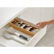 Joseph Joseph DrawerStore Bamboo Cutlery Organizer: In-Drawer Flatware Storage, Multiple Compartments, Light Brown - 預設 - 查看 4