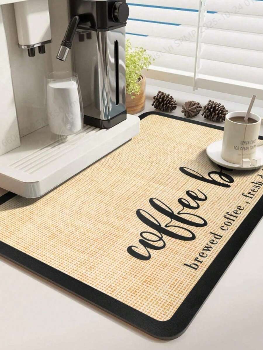 Coffee Mat - Dish Drying Mat For Kitchen Counter , 11.8in*15.8in Hide Stain, Absorbent With Waterproof Rubber Backing, Fit Kitchen Dish Rack Bar Accessories Home Decor
