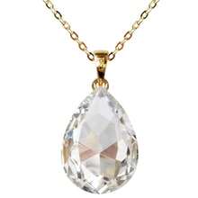 Navachi 18k Gold Plated Water Drop Pear-Shaped  Pendant Necklace 16inch+2inch{Inchcolor_nameinch:InchWhiteinch} - White - 查看 1