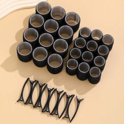 36pcs/Set Self-Grip Rollers Kit With 24Rollers And 12Clips, Salon Quality Curlers For Diy Hairstyling, Heatless Rollers,Curly Hair,Hair Rollers,Hair Curler,Heatless Curl,Heatless Curls,Hair Curlers,Rollers,Hair Curl,Rollers For Hair,Curly Hair Tools,Hair Rollers,Hair Roller,Curls Diffuser,Hair,Travel,Hair Products,Hair Tools,Hair Stuff,Barber,Barber Accessories,Barbershop,Hairdressing Equipment