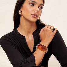 FUNOJOY Acrylic Resin Bangle Bracelets For Women 1-3Pcs Simple Oval Polished-Finish Chunky Bangle Bracelet Wide Wristbands Fashion Jewelry Bracelet For Women{Inchcolor_nameinch:InchD-Testudinariousinch} - D-龜甲蟲 - 查看 7