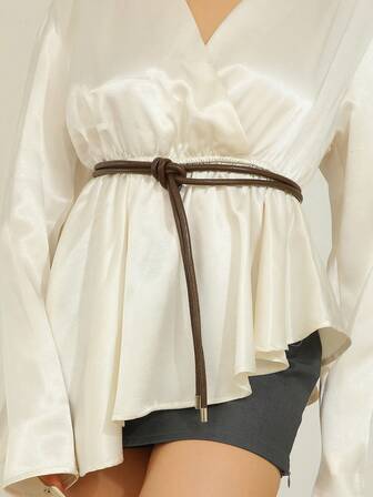 1条纯色休闲PU皮革腰带，适合所有季节