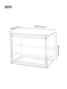 1个长方形透明收纳盒，防尘展示盒，适用于收藏品、鞋子、包包、玩偶和化妆品，适合客厅、展厅、商场等场所。