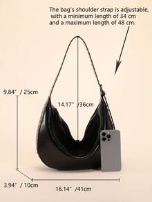 1 Túi đeo vai PU màu trơn, Túi xe máy khảm đinh tán cá nhân hóa thời trang Châu Âu và Mỹ, Túi xách nữ, SoSlouchyyle, Túi đựng bánh bao dung tích lớn, Phong cách Punk sành điệu, Thích hợp cho các buổi đi chơi hàng ngày, chụp ảnh đường phố và hẹn hò - Nhiều màu - Xem 2