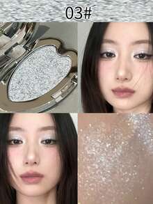 HERORANGE Metallic Glitter Heart Single-Color Eyeshadow Palette, Waterproof And Sweat-Proof, Soft Blending Formula, Suitable For Music Festivals, Stage Performances, Halloween Parties, Blue, Purple, Green And Silver Eyeshadow Palette - 彩色 - 查看 17