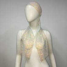 European And American Hot-Selling Women's Accessories Elastic Rhinestone Street Style Headscarf Music Performance Hip-Hop Headscarf Hat - Kiểu tóc ngắn màu đỏ hồng với lưới dày - Xem 9