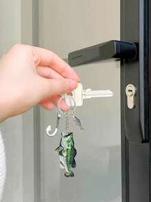 亚克力鱼形钥匙扣，银色鱼钩搭配小鱼造型，是送给钓鱼爱好者的完美礼物；不锈钢钥匙扣，带鱼钩吊坠，适合感恩节、圣诞节和万圣节等节日，也是独特的背包装饰品。 - 彩色 - 查看 7