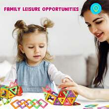 磁性积木，大号和小号 DIY 磁铁玩具，儿童设计师建筑套装，儿童玩具礼物（颜色随机） - 彩色 - 查看 6