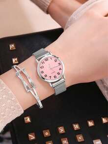 1pc Women's Lightweight Business Chic Gold Daily Magnetic Buckle Alloy Multi-Color Versatile Quartz Casual S68 Quality Movement Elegant Watch, Stainless Steel Wristwatch - Multicolor - View 10