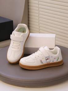 1 Pair New Embroidered Girls/Kids Casual Sneakers, Fashion Versatile Shoes