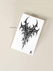 STARTTOOS 黑色神秘哥特图腾花图案颈部纹身贴纸，手臂颈部临时假纹身贴纸，DIY日常派对节日礼物，适用于肩部、颈部、胸部、背部、腿部，防水逼真身体纹身贴纸，1包 - 黑色 - 查看 6