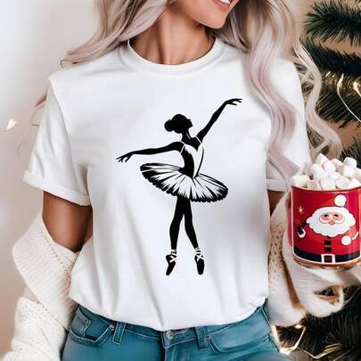 Camisa con silueta de bailarina - Camiseta de ballet - Regalo de bailarina de ballet - Linda camiseta de bailarina - Camisa para amantes de la danza - Ropa de bailarina.220G C-AmiS-eta 100 % aL-Godón de 220 g para mujer A-Juste feM-enino y cómodo. Transpirable. Apto para todas las perS-onas, ya sean mujeres o hombres. Tejido duradero de alta C-Alidad apto para todas las costuR-AS, suave al tacto pero diseñado para durar. Tops transpirables para mujer, conjuntos de otoño para mujer, conjuntos de vaC-Aciones, disfraces de Halloween para mujer.