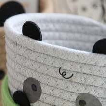 1pc Handmade Woven Teddy Bear Storage Basket, Cartoon Cute Desktop Organizer Basket