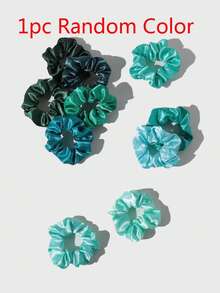 Bộ 1/10 dây buộc tóc bằng vải satin, Phụ kiện tóc, Dây buộc tóc chun - màu xanh lá - Xem 5