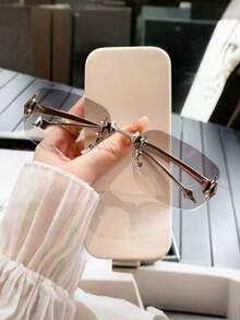 1pc/2pcs/4pcs Elegant Oval Transparent Frameless Star Design Fashion Glasses For Women - Multicolor - View 19