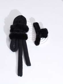 4 件套女士黑色海绵 100 厘米长，无热睡眠造型头发无热卷发，柔软，亲肤，不伤发，大号海滩波浪毛绒发圈，毛绒发夹，适合日常造型和作为礼物，发饰 - 黑色 - 查看 6