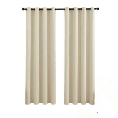 Juego de Cortinas Crema Modernas con Ollaos para Barra, CORTINA 1 PZ
