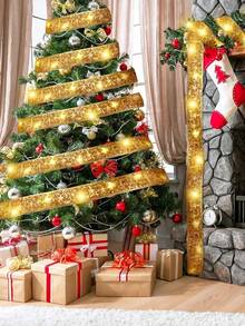 Christmas Satin Ribbon LED String Lights, Christmas Tree Gift Box Decor Fairy Lights, Waterproof Copper Wire Lights, Holiday Atmosphere Decoration Lights, Suitable For Christmas Party, Home, Window, Outdoor Yard, Garden Corridor - Multicolor - View 9