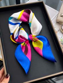 1pc Faux Silk Striped Pattern 60 Colors Small Square Scarf, Versatile Bandana, Bag Decoration, Neck Scarf,Beach,Holiday,Accessories,Travel Essential - Multicolor - View 14