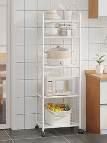 1 pieza Estantería de almacenamiento multiusos, móvil con barandilla, adecuada para cocina, baño, sala de estar, entrada, dormitorio, estudio, oficina, regalo de vacaciones, regalo de Navidad, regalo para niños - Multicolor - Ver 17