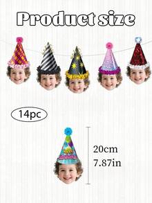 Personalized Birthday Flag-Raising, Exclusive Surprises! Customized Face Birthday Hats, Party Decorations, Photo Avatars, Banners, Banners, Make The Party More Creative And Cheerful - Multicolor - View 8