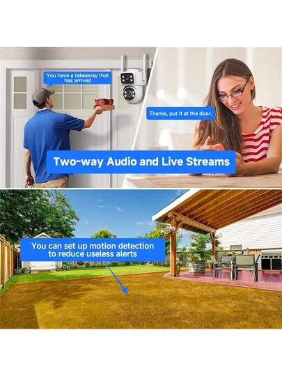 1pc 4MP (2MP+2MP)HD Indoor Outdoor Cameras Security Surveillance, Supports 2.4G/5G WiFi Slimme Monitoring, Dual Lens Screen, USB Power Supply, Two Way Audio,Wifi PTZ Camera, Cctv,Multi Sharing, Night Vision, Motion Tracking, APP Control, Indoor, Outdoor, Office As Monitoring Camera. view 2