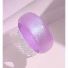 FUNOJOY Acrylic Resin Bangle Bracelets For Women 1-3Pcs Simple Oval Polished-Finish Chunky Bangle Bracelet Wide Wristbands Fashion Jewelry Bracelet For Women{Inchcolor_nameinch:InchA-Purpleinch} - A-紫色 - 查看 3