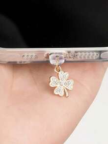 1 Lucky Four-Leaf Clover Pendant, Mobile Phone Dust Plug Accessories, Compatible With IPhone And Android Devices-Metal Hanging Ornaments, No Battery. - Multicolor - View 6