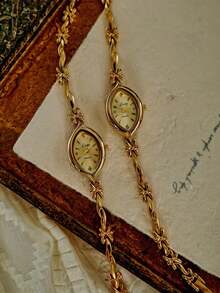 1 szt. Nowy francuski zegarek vintage w kolorze złotym z małą tarczą, modny, prosty, elegancki, luksusowy, mały, wodoodporny, damski zegarek kwarcowy, odpowiedni na co dzień, wieczorne przyjęcie, Halloween, Boże Narodzenie, Dzień Matki, na studia, festiwale, randki, biznes, prezenty