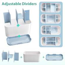 Electric Toothbrush Holder For Bathroom Organizer Countertop, Detachable Anti-Slip Blue Toothpaste Storage Caddy 6 Slots White With Drainage Holes For Makeup Brush Razor Stand{Inchcolor_nameinch:InchBlueinch} - màu xanh da trời - Xem 5