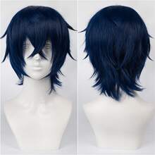 40英寸短款合成假发，带刘海，男女通用，适合男士佩戴，层次感直发，无胶耐热纤维，高密度，外观自然