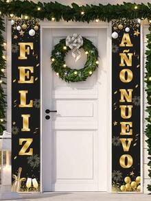Black and Gold Spanish New Year Door Couplets