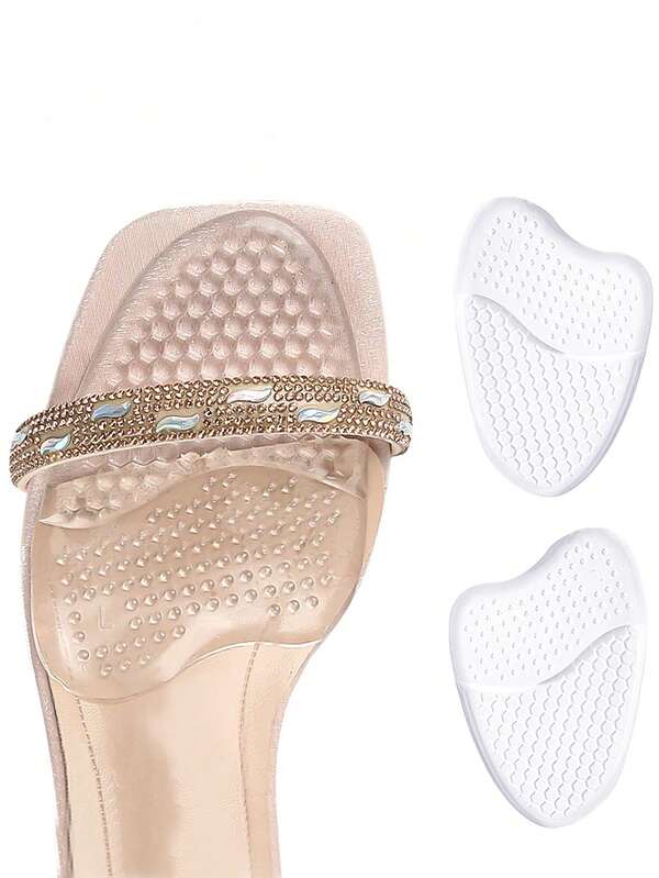 QKC 1 Pair Women's Silicone High Heel Cushion Insoles, Protect Soles & Toes, Suitable For High Heels, Leather Shoes And Sandals