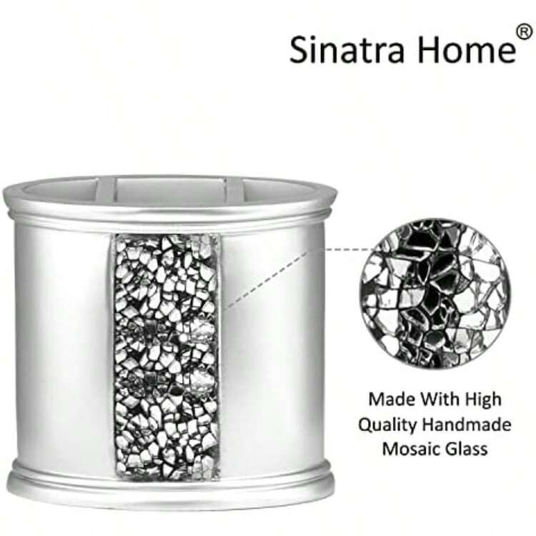 Jabón Popular de la colección Bath Sinatra, Ganchos para Cortina de Ducha, , Shower Curtain Hooks, 1, 1(Plateado Sujetador para cepillo de dientes) - Tipo 1 - Añade 4