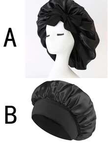 Chapeau de satin de luxe avec sangles réglables - Chapeau de soins capillaires léger, chapeau pour cheveux secs pour un confort toute la nuit, conditionnement et douche - Pour femmes et hommes - Multicolore - Voir 19