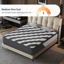 10/12/14  Inch Queen Size Mattress - Medium Firm Hybrid Memory Foam & Pocket Spring Bed With Cooling Motion Isolation, Pressure Relief, Individually Wrapped Coils - Heavy-Duty Bed Frame Compatible Mattress Topper - Black - View 4