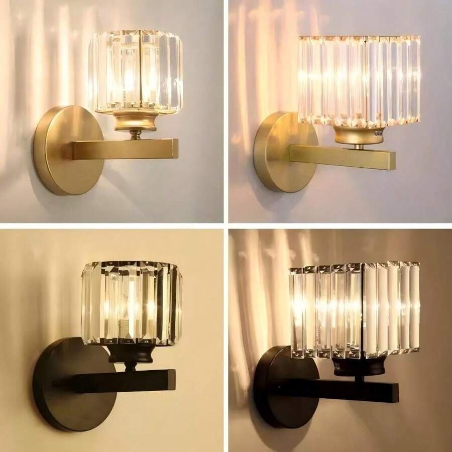 1pc Modern Crystal Wall Light With E26 Socket Hardwired Sconces Wall Lighting Bedside Wall Lamp Crystal Decor Wall Mount Light Fixture For Living Room, Bedroom, Hallway - 1件玻璃水晶壁燈 - 查看 1