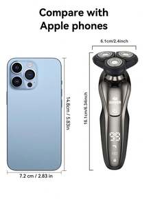 男士电动剃须刀，带修剪器，旋转式设计，USB接口，数字显示屏，自由设计，可更换刀头，适用于修剪胡须、小胡子、颈部和下颌线——理想的男士理容礼品 - 彩色 - 查看 9