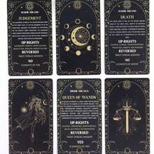 Tarot Meaning Cards, Double Sided With Imagery On Front & Text On Back Tarot Cards,Tarot,Board Games, Board,Runes,Tarot Bag,Cauldron,Alice,Cartas Tarot,Magic,Tarot Card Decor,Spiritual - màu đen - Xem 4